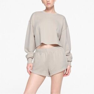 SKIMS COTTON FLEECE‎ CLASSIC SHORT Stone NEW NWT size XL